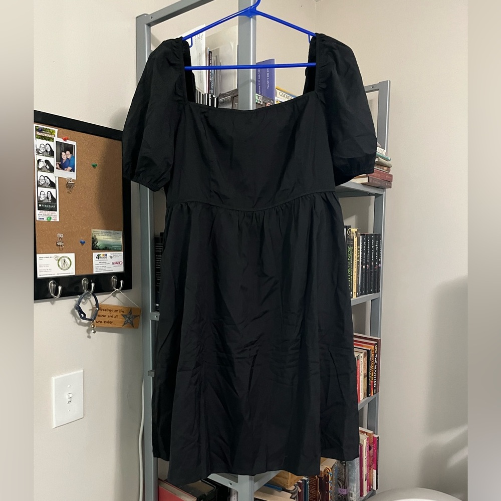 Black off the shoulder babydoll dress